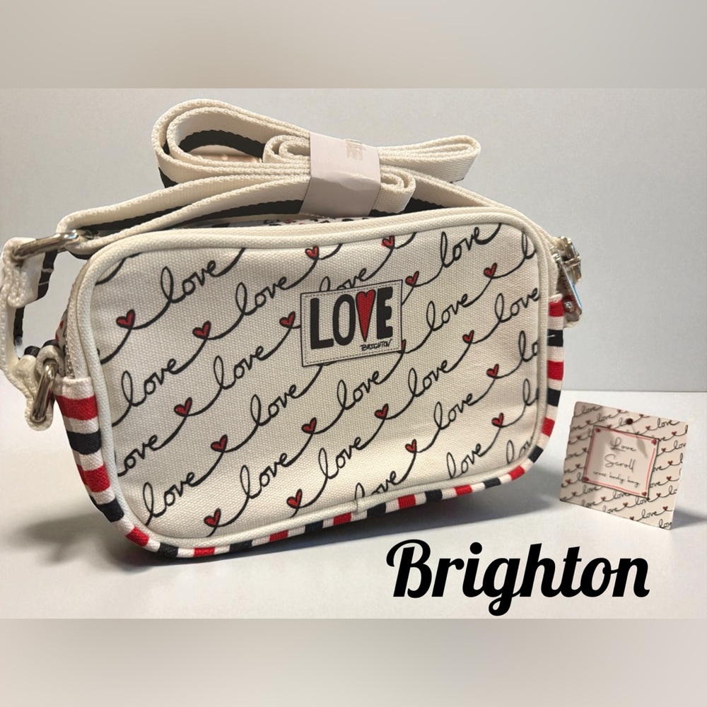Brighton Love Script Crossbody Bag - Cream, Black & Red NWT